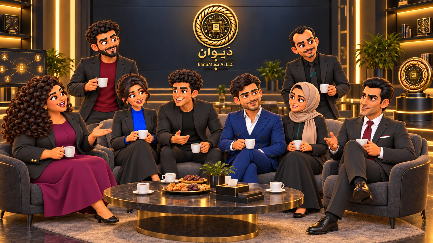 موظفو ديوان في استراحة جماعية داخل المكتب