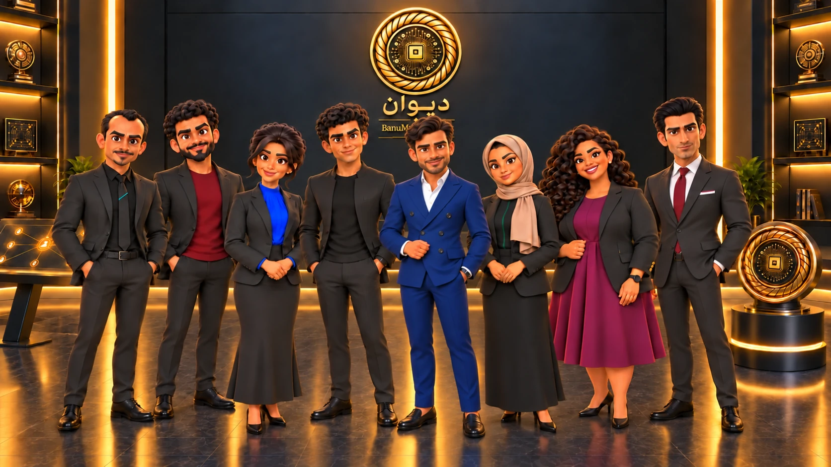 فريق ديوان المكوّن من ثمانية موظفين داخل المكتب